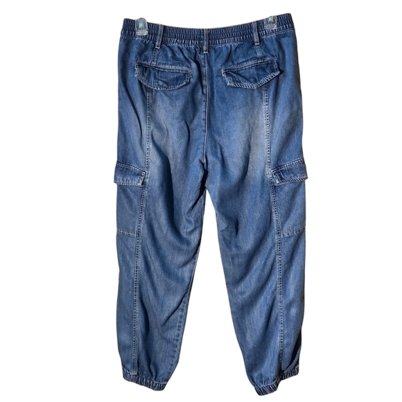Sanctuary Los Angeles Women's XL Blue Cargo Jeans Elastic Bottom Waist & Hem - Picture 2 of 15